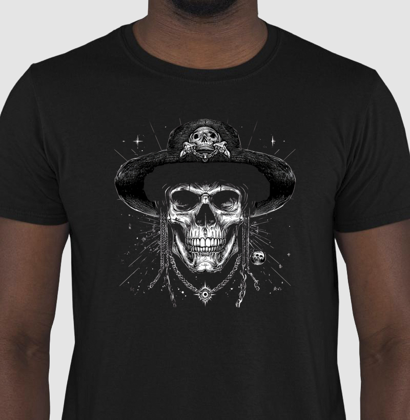 Camiseta Caveira com chapéu