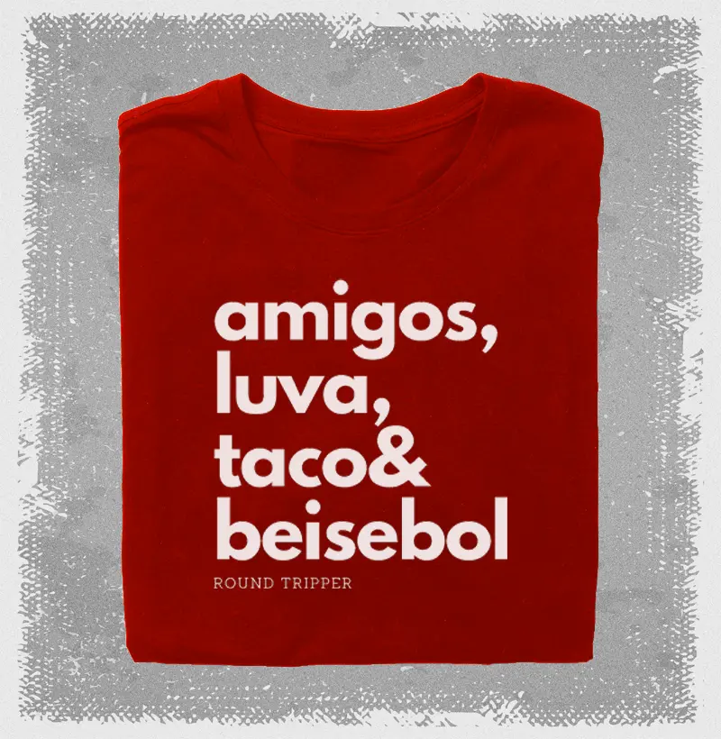 Camiseta Amigos, luva, taco & beisebol