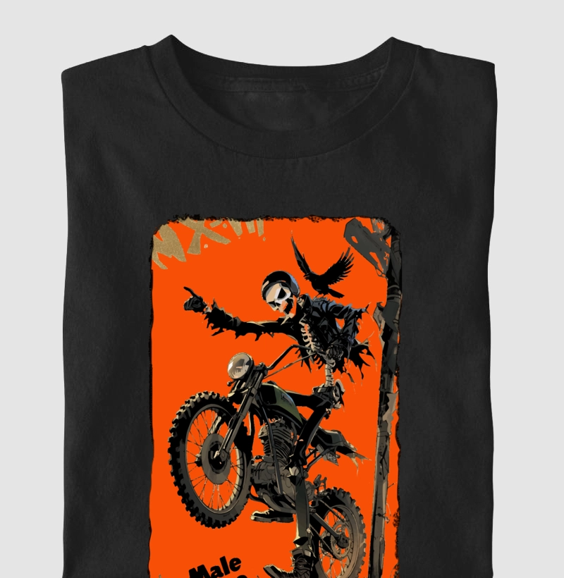 MOTORCYCLE, CROW AND WHEEL
