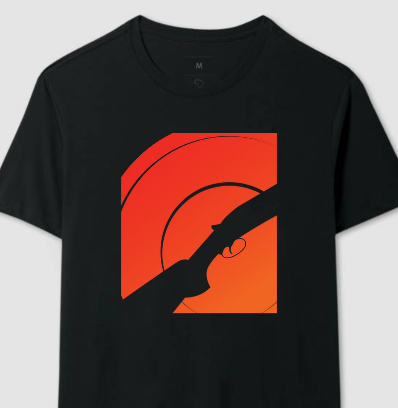 Camiseta Exclusiva - Tiro ao Prato Silhueta e Prato Laranja