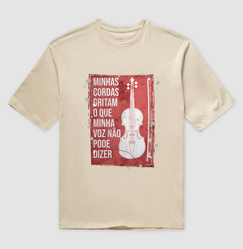 Camiseta Oversized Violino, Viola, Violoncelo - Minhas Cordas Gritam