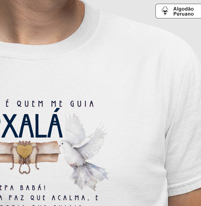 Estampa Oxalá 2 Pombas Branco Masc.
