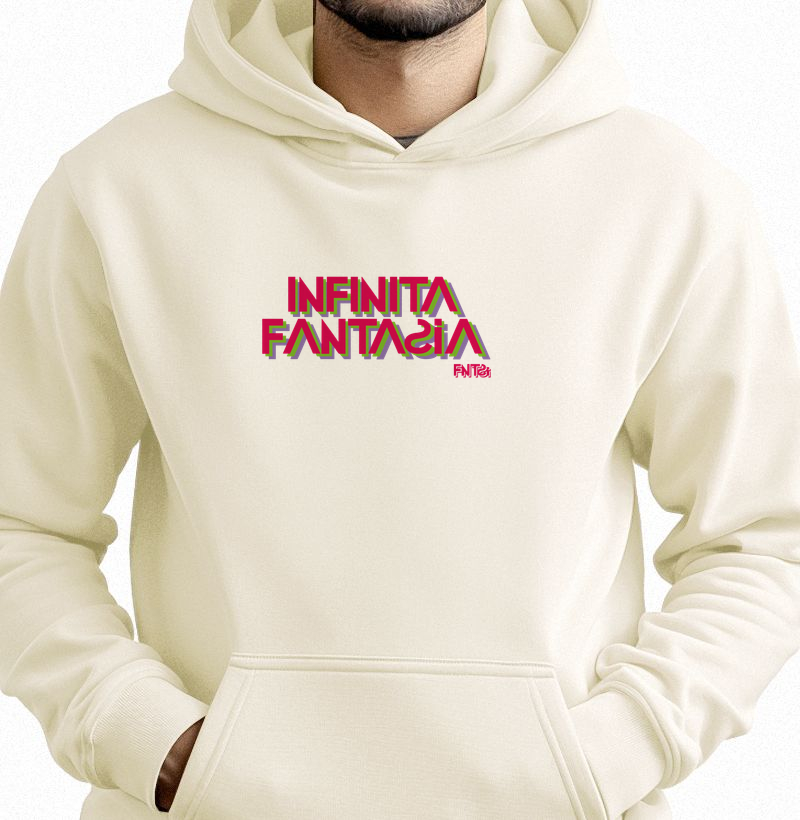 MOLETOM HOODIE SLIM "INFINITA FANTASIA" / LETTERING MÉDIO