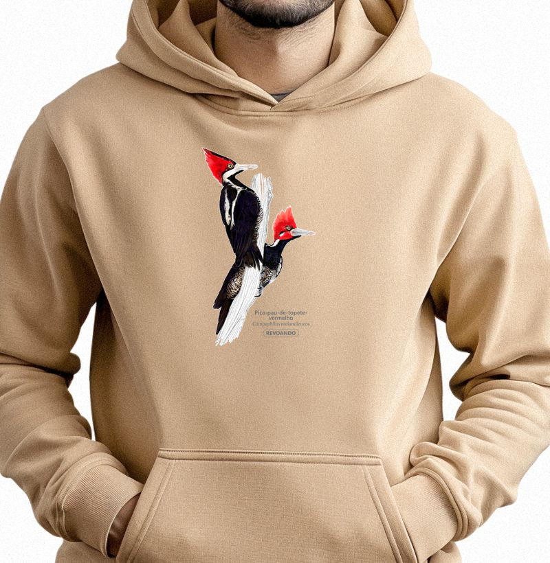 Aves do Brasil - Pica-pau-de-topete-vermelho - Moletom Hoodie