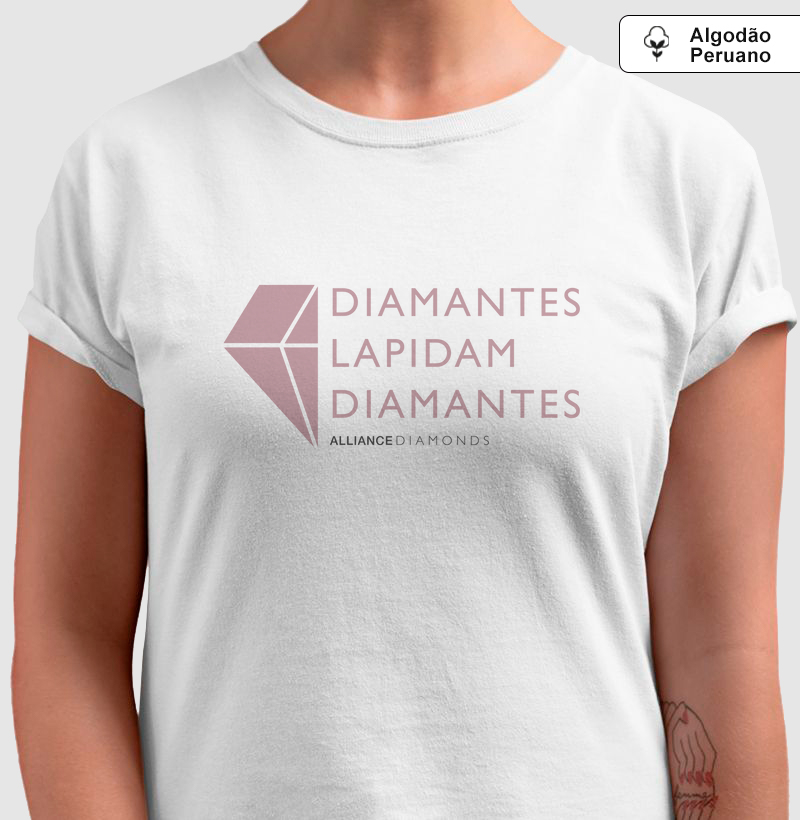 Camiseta Alliance Diamonds - Diamantes lapidam Diamantes Rosa I Branco