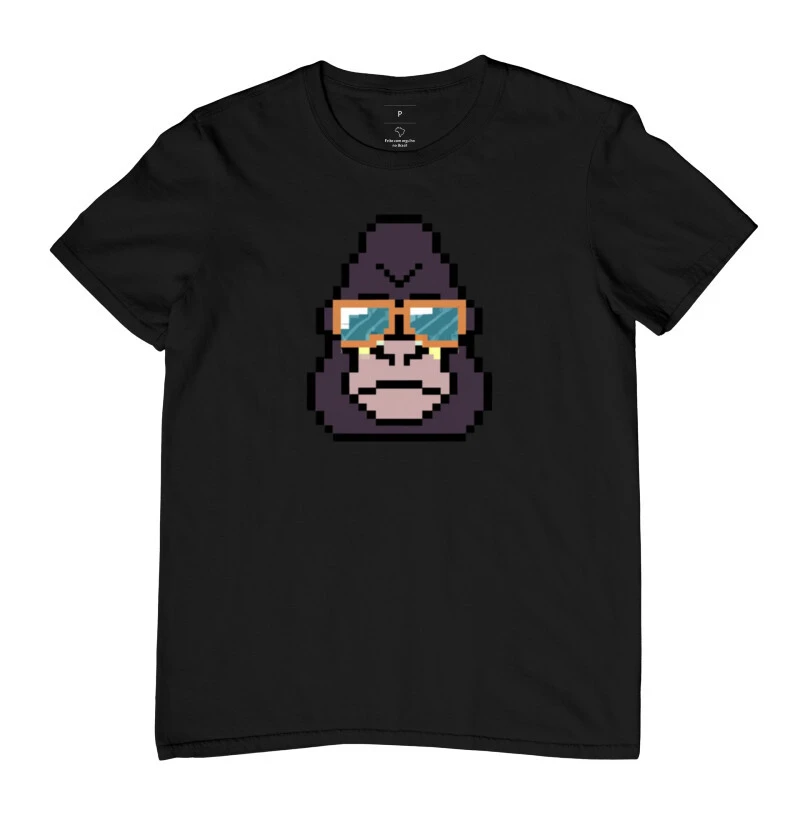 Camiseta Gorila pixel arte óculos escuros