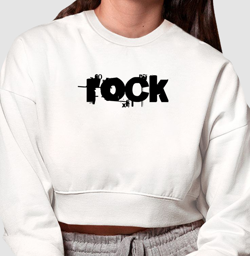 Moletom Cropped Rock Descontruído