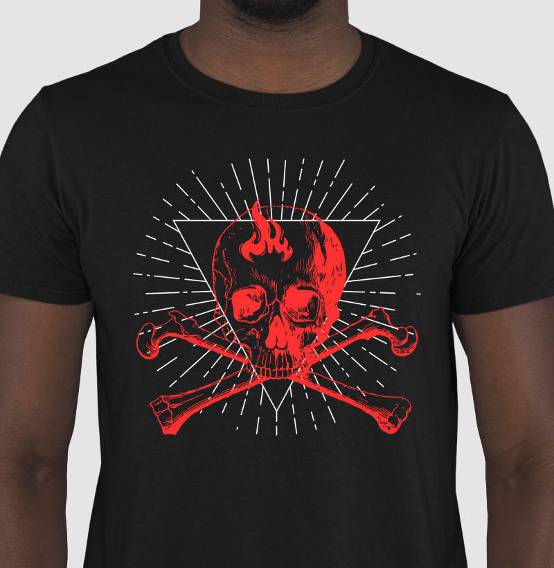 camiseta básica estampa caveira