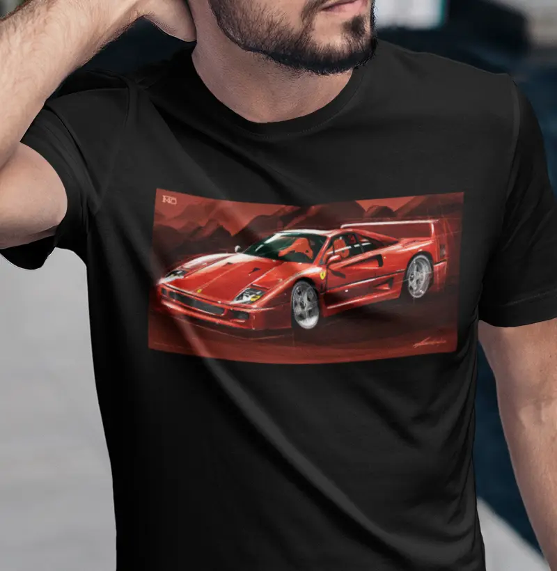 CAMISETA F40 LANDSCAPE SKETCH ART SCUDERIIA