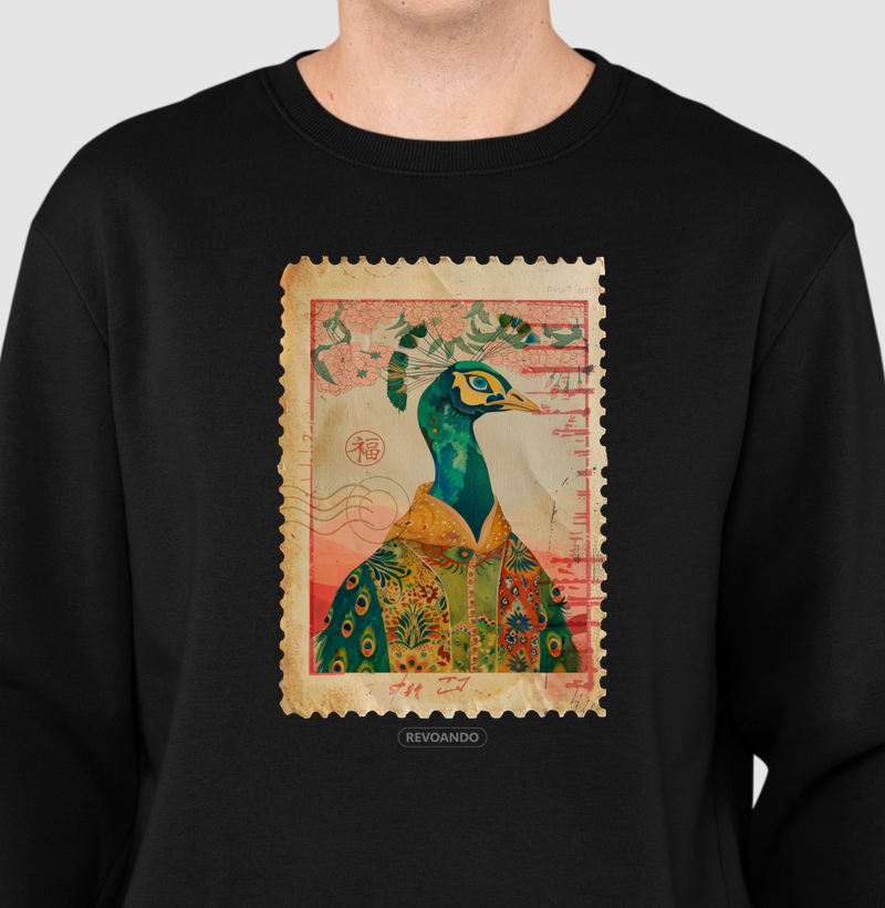Aves em selo - Pavão - Moletom