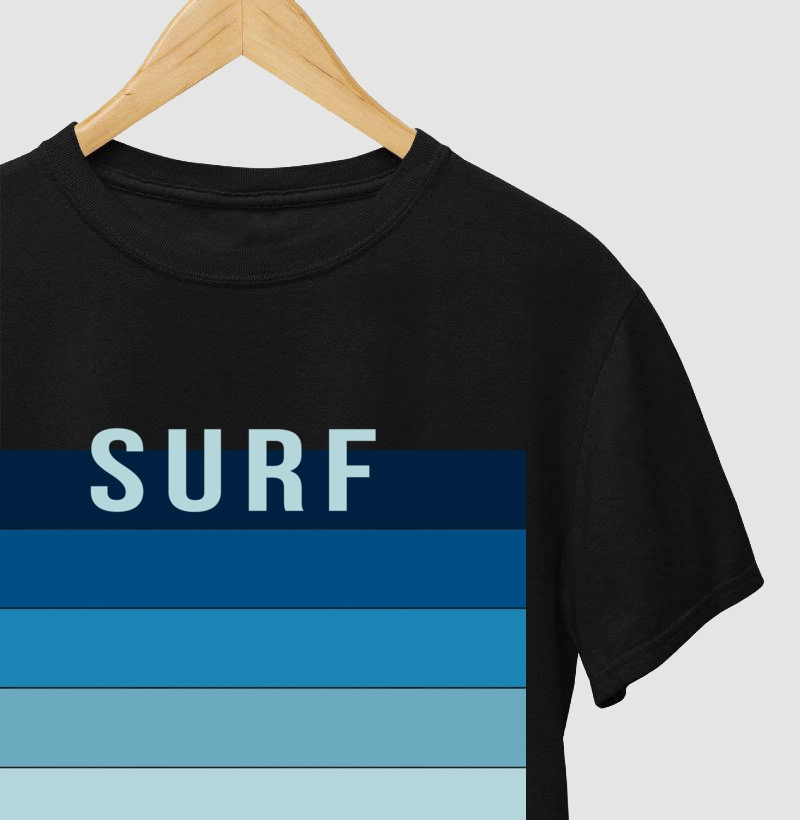 CAMISETA PRETA SURF LISTRAS