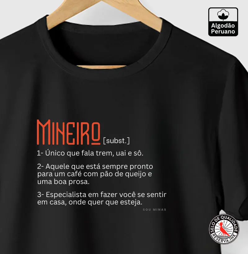 Mineiro dicionário - 100% Algodão Peruano