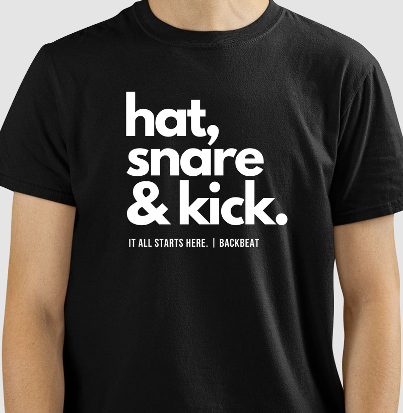 Camiseta Classic Hat, Snare & Kick - Preta