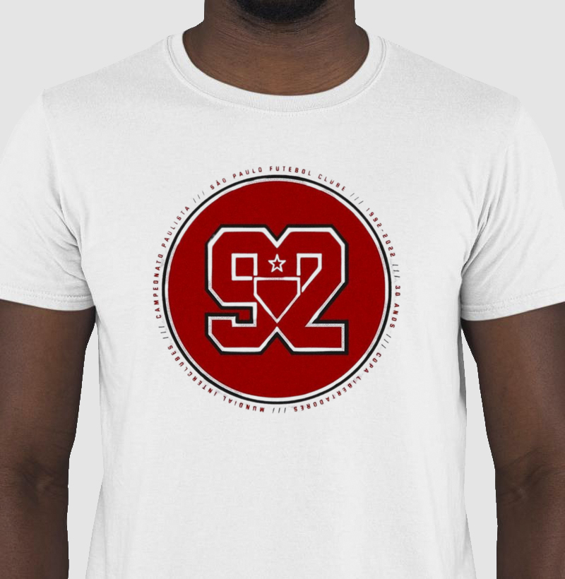 Camisa comemorando os títulos em 92 do SPFC