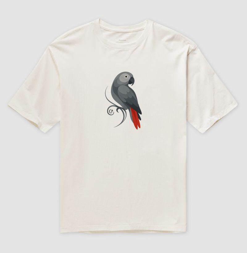 Camiseta Oversized - Papagaio do Congo em Movimento