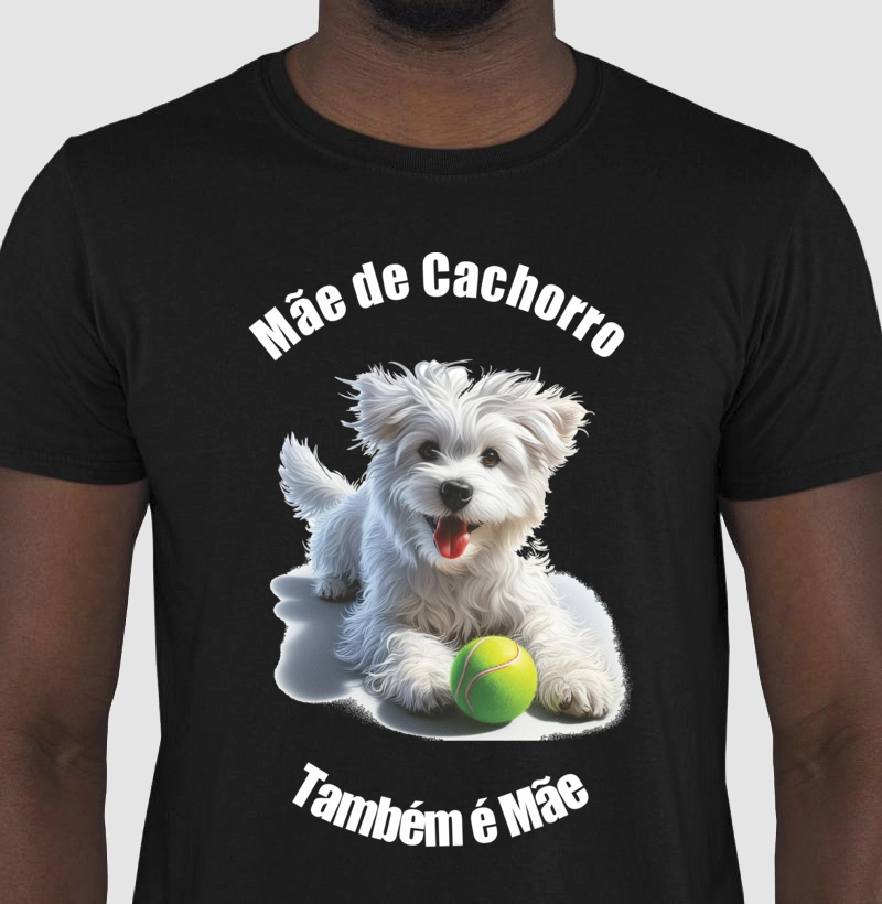 Mãe de cachorro branco peludinho