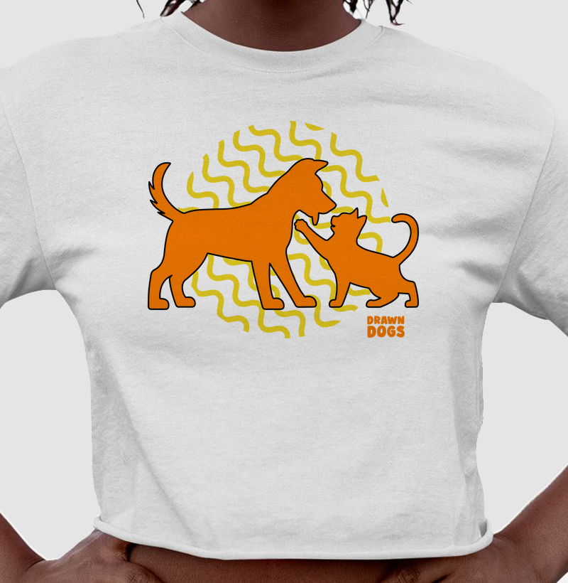 Cachorro e gato laranja/amarelo