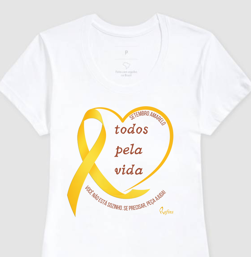 Baby Look Setembro Amarelo - TODOS PELA VIDA