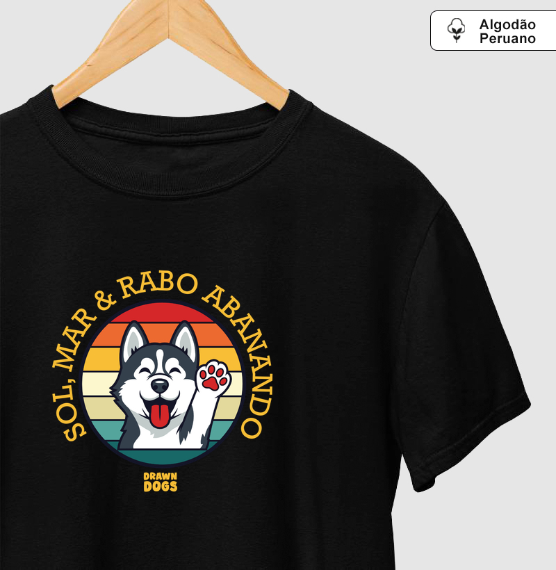 Sol, mar & rabo abanando estampa redonda