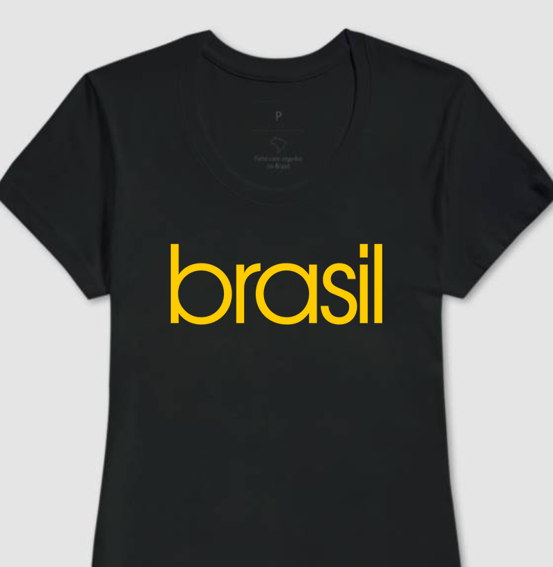 Camiseta Feminina Brasil Estampa Amarela