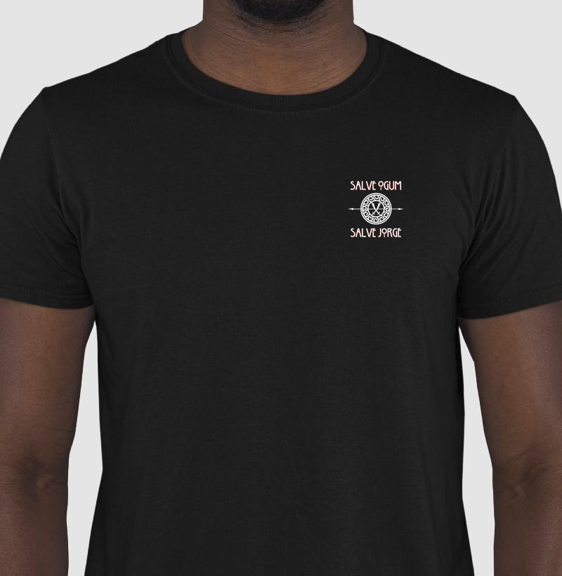Camiseta Bls Salve Ogum salve Jorge Sombreada Preta Masc.