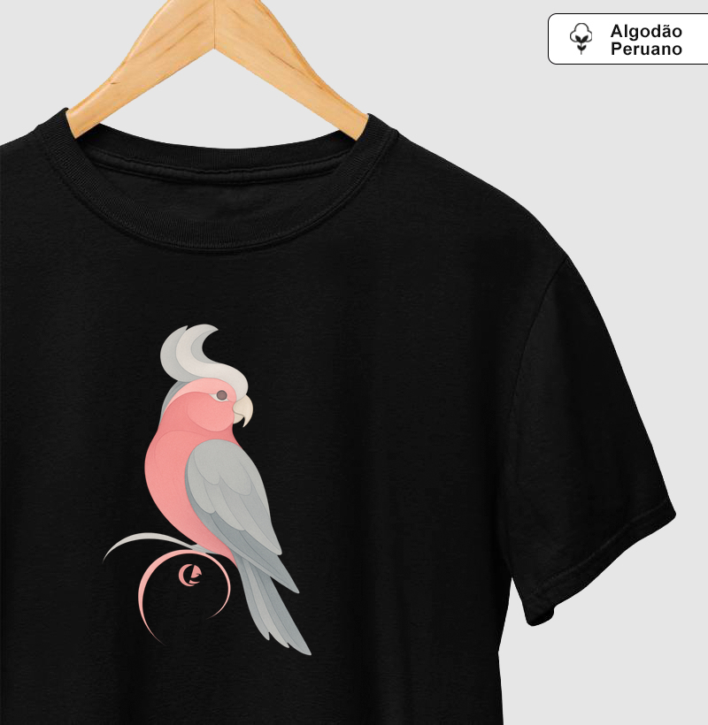 Camiseta Algodão Peruano - Cacatua Galah em Movimento