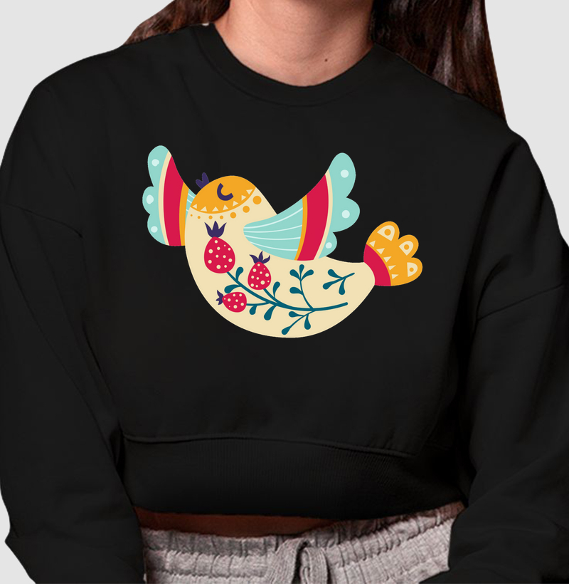 HONESTEE  Moletom Cropped PASSARO FLORAL