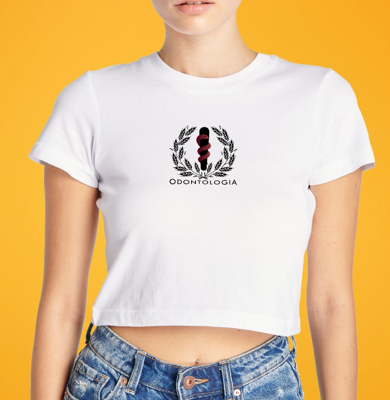 Camiseta Cropped Odontologia símbolo laureado