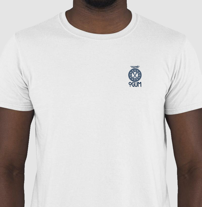 Camiseta Bls Ogunhê Ogum Sombreada Branca Masc.