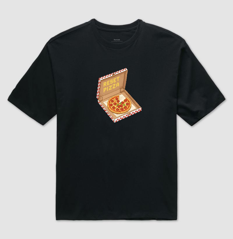 Camiseta Oversized Reset Pizza Reset8Bit