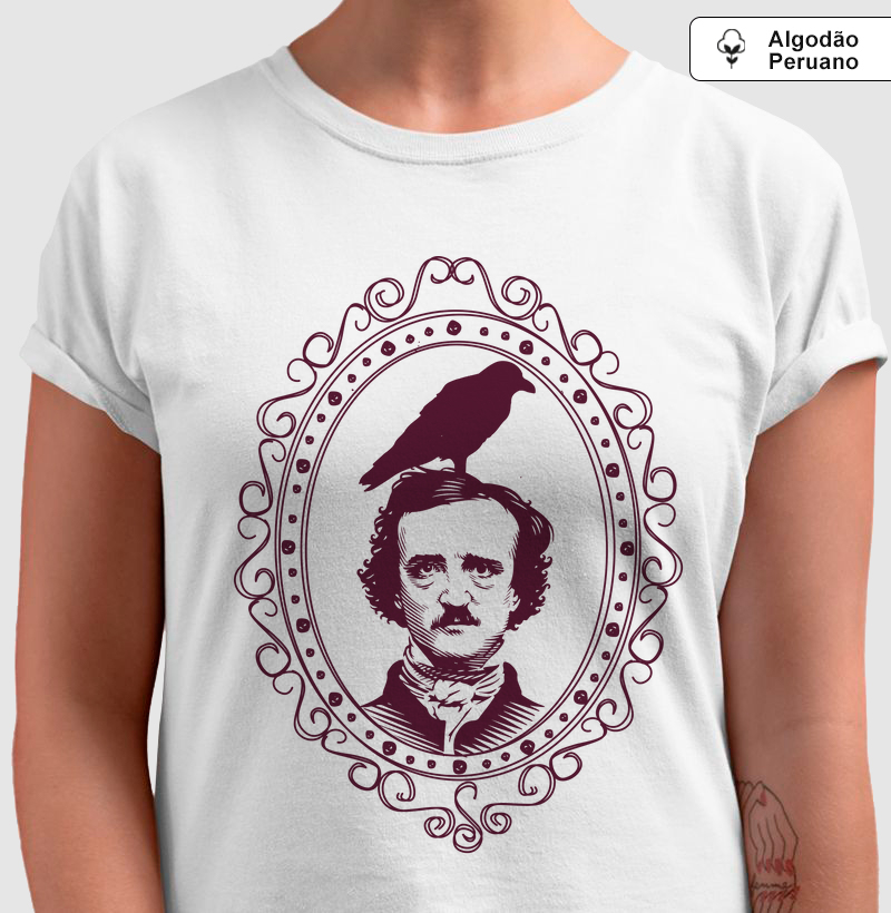 Camiseta Algodão Peruano- Edgar Allan Poe Moldura