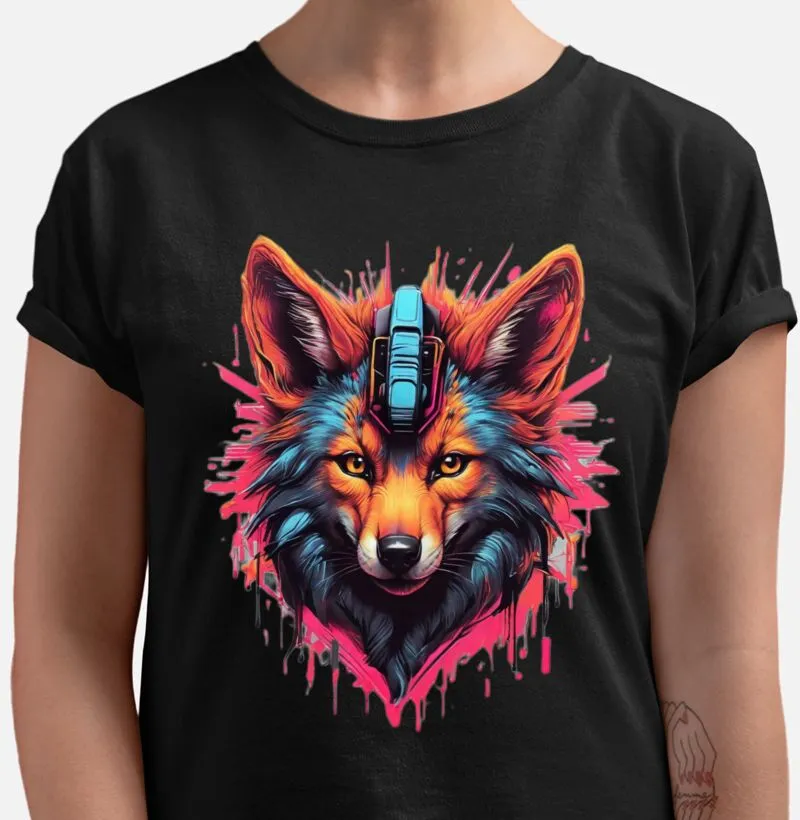 Camiseta Lobo Guará azul e rosa