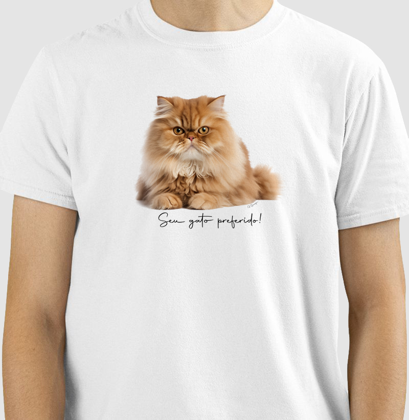 Camiseta gato persa ruivo