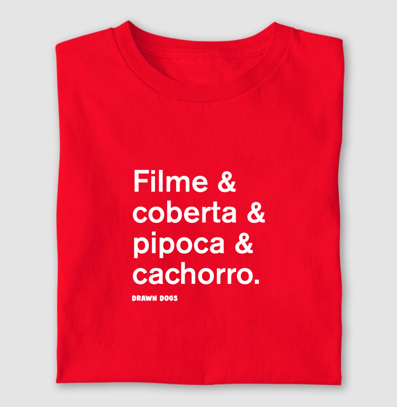Filme & coberta & pipoca & cachorro