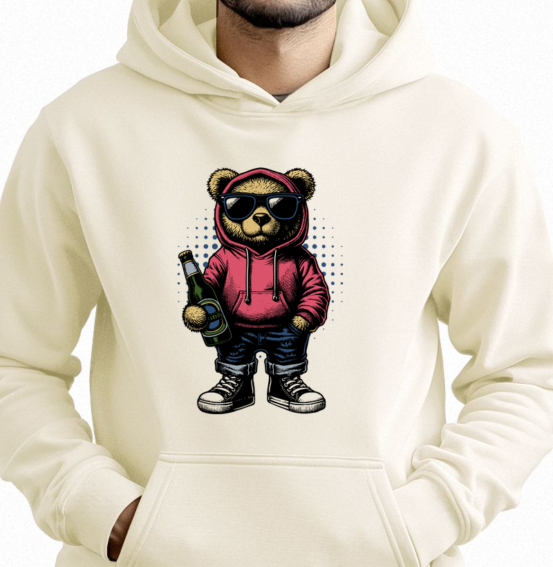 Teddy Beer: Moletom com Bolso - O Ursinho Mais Descolado do Rolê