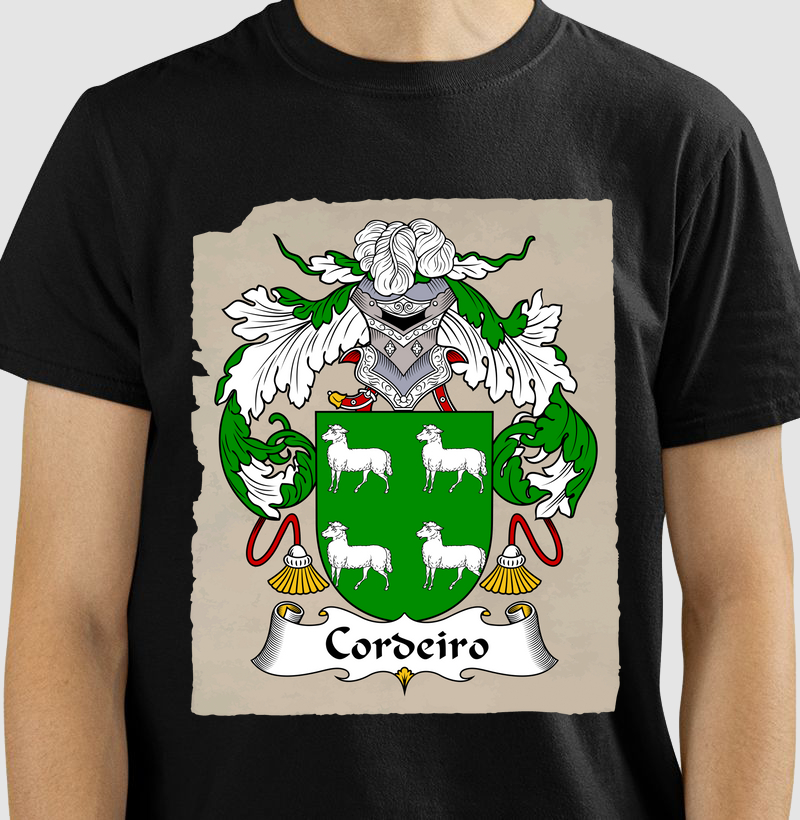 Camiseta Brasão Família Cordeiro Sobrenomes Simbolos