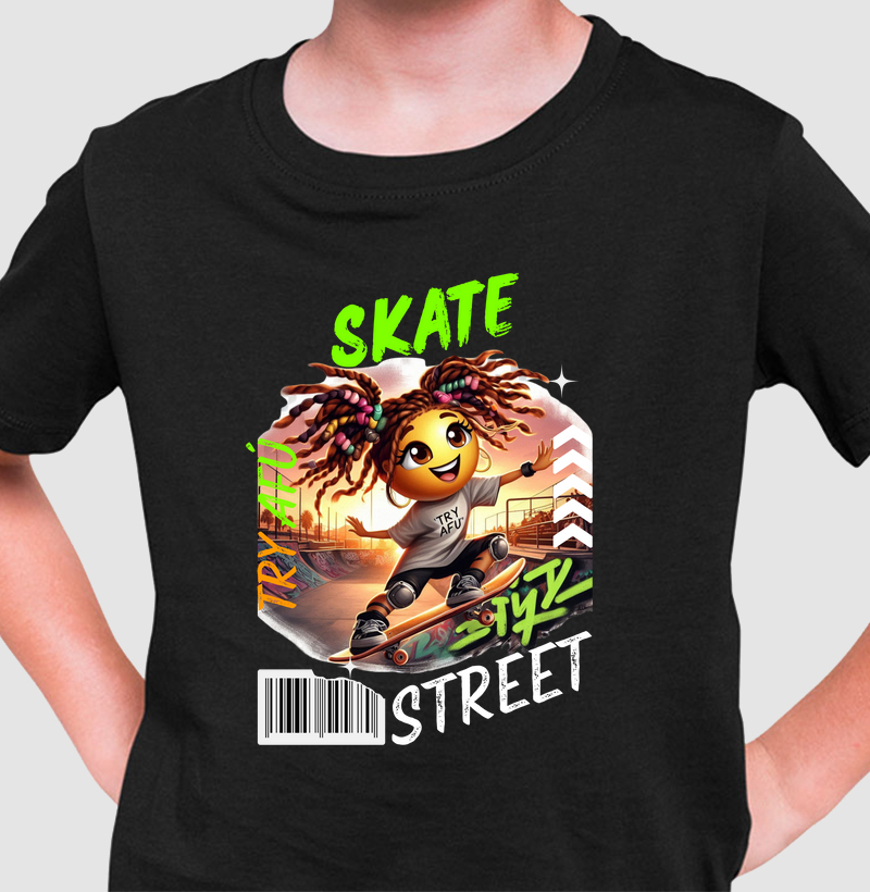 🛹🔥 Para os Pequenos Skatistas que Já Têm Atitude! - Estampa Exclusiva "Try Afú Skate Street" – Conforto, Estilo e Atitude! 🛹🔥 