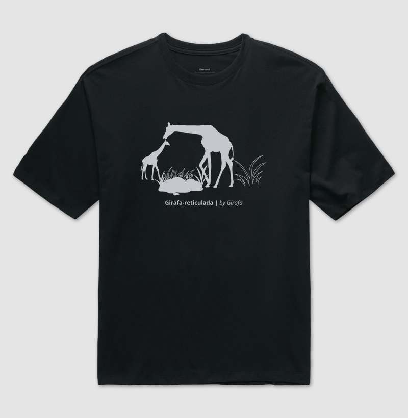 Camiseta Animalis Oversized Familia de Girafas 100% Algodão
