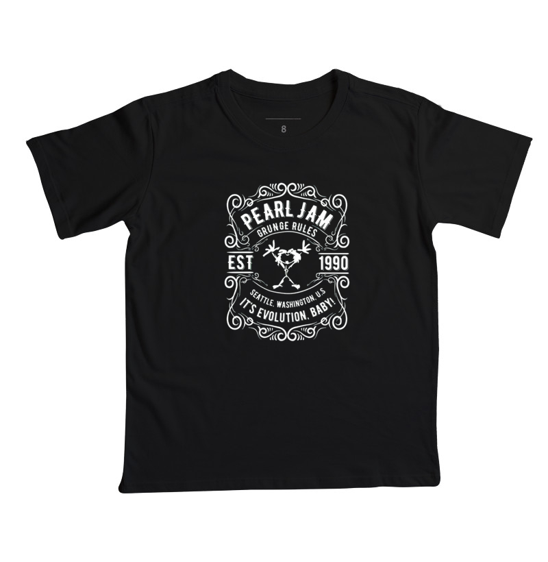 Camiseta infantil Pearl Jam edição "Jack Daniel's"