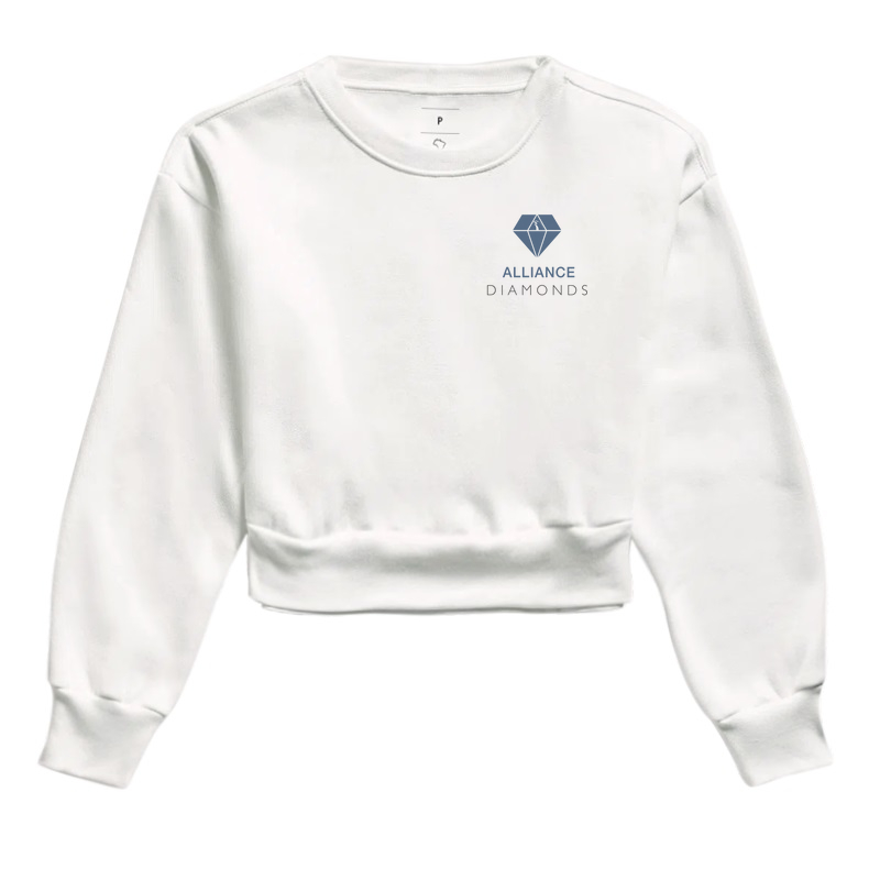 Moletom Cropped Alliance Diamonds - Logo pequeno Azul I Branco