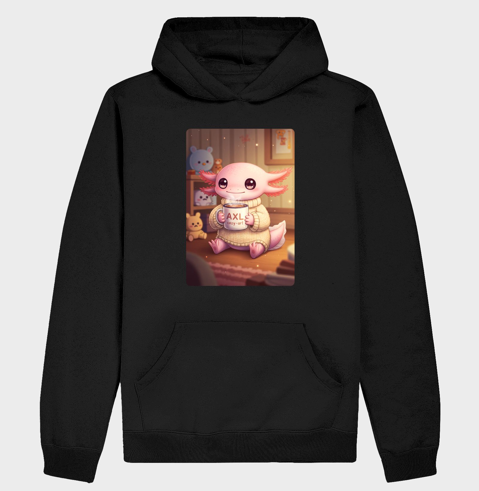 Hoodie Moletom - AXL, Axolote Kawaii tomando chocolate quente (03)