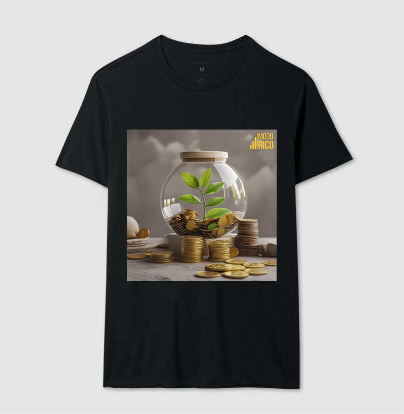 Camiseta estampada com frase de finanças 10