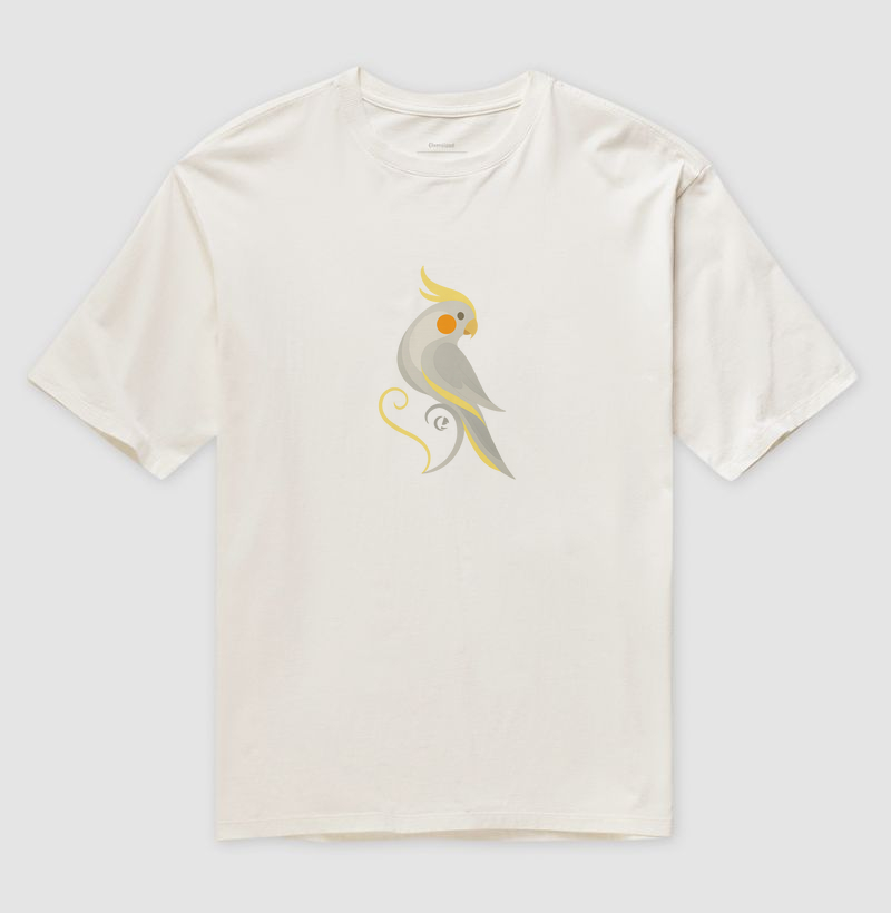 Camiseta Oversized - Calopsita Cinza em Movimento