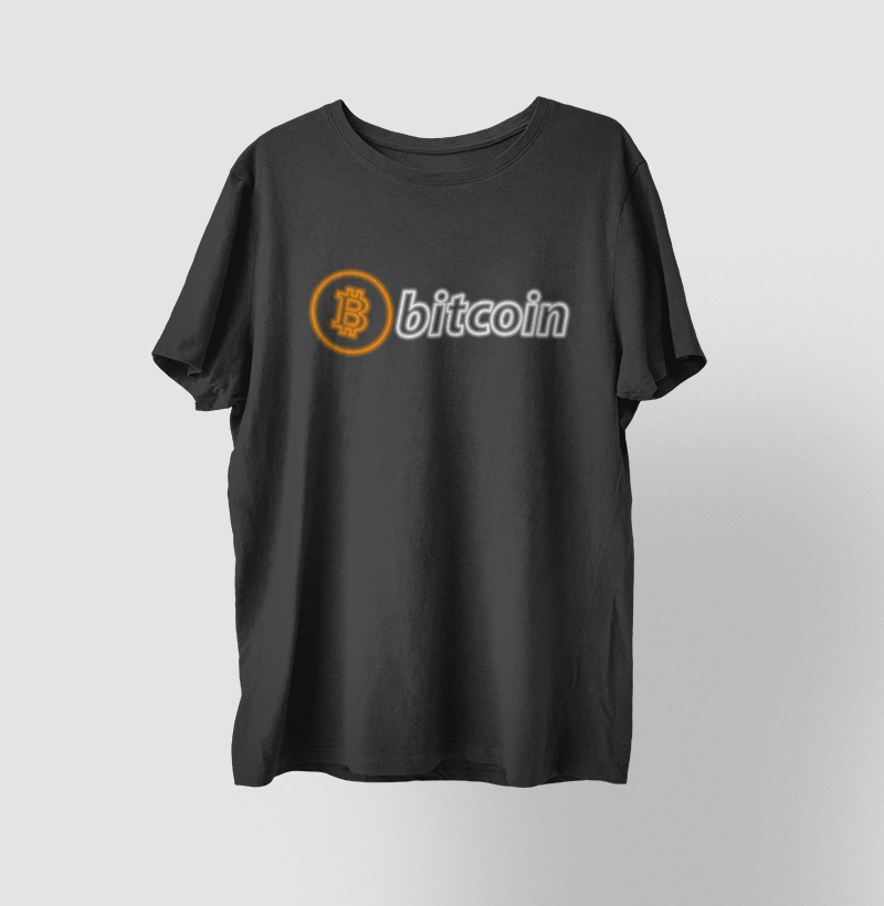 T Shirt Preta Bitcoin Neon