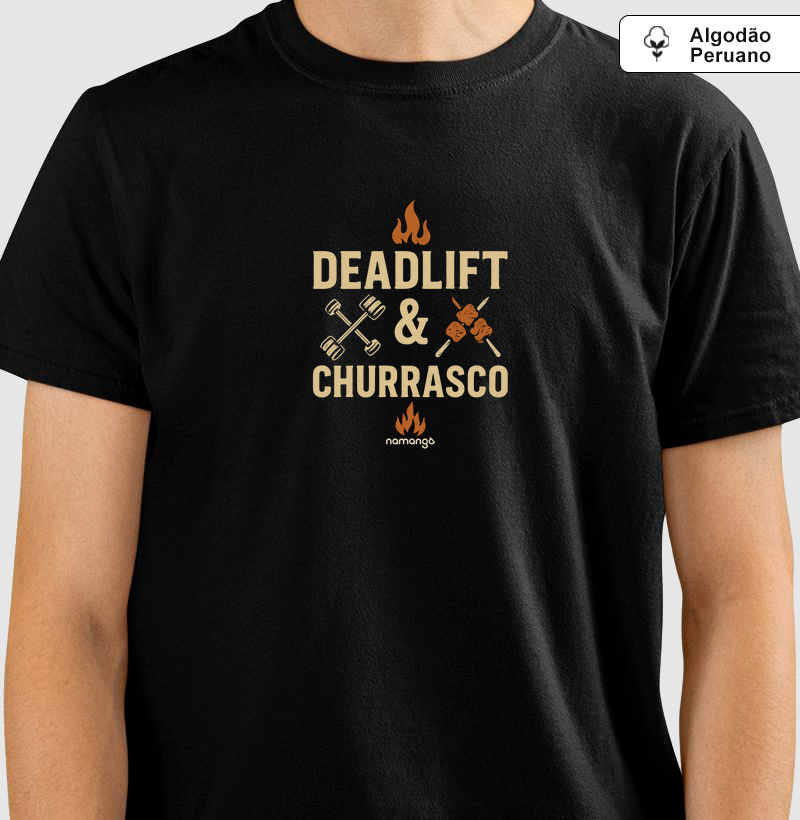 Camiseta CrossFit Deadlift e Churrasco – Na Manga