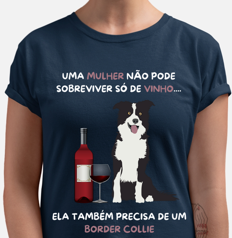 Mulher, vinho e border collie