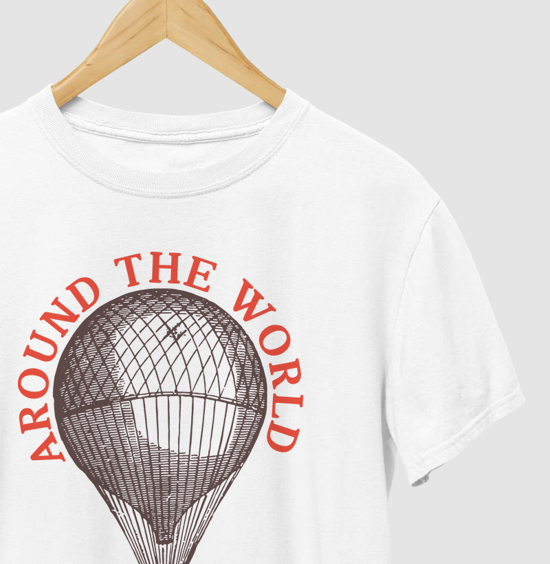 Camiseta Steampunk - Around the World - Júlio Verne