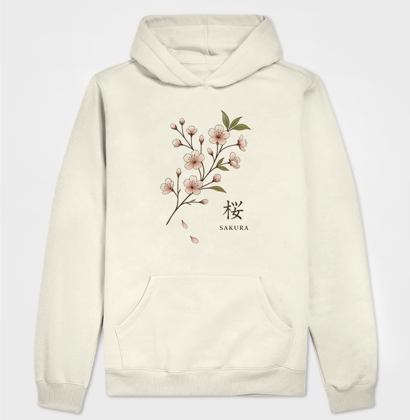 🧥 Moletom Sakura – Beleza que Floresce