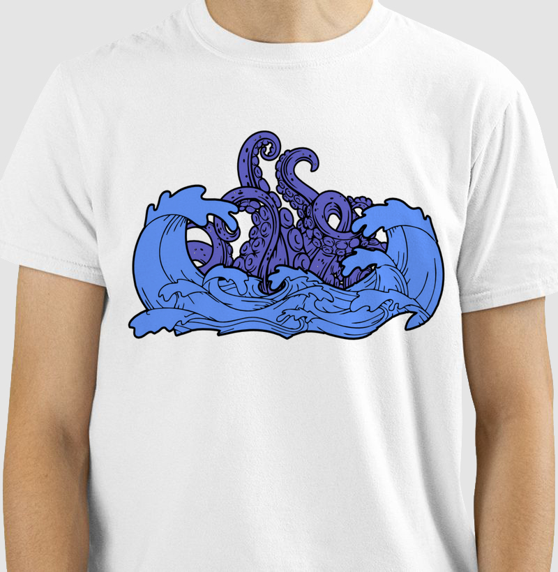 Camiseta inspirada em kraken o monstro do mar.