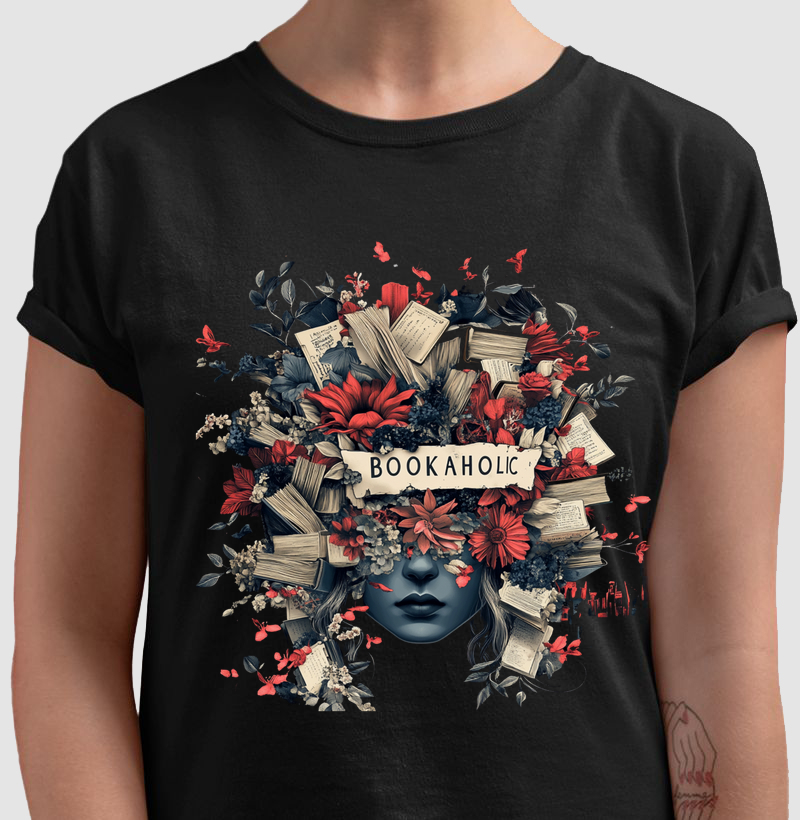 BOOKAHOLIC – CAMISETA MULHER FLORAL